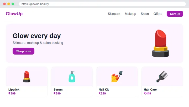 Example Beauty & Cosmetics E-commerce Website design