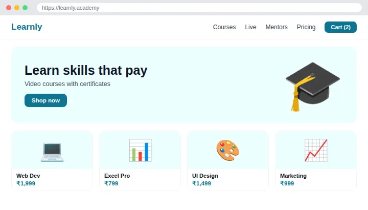 Example Online Course Selling Website design