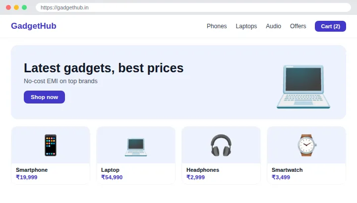 Example Electronics E-commerce Website design