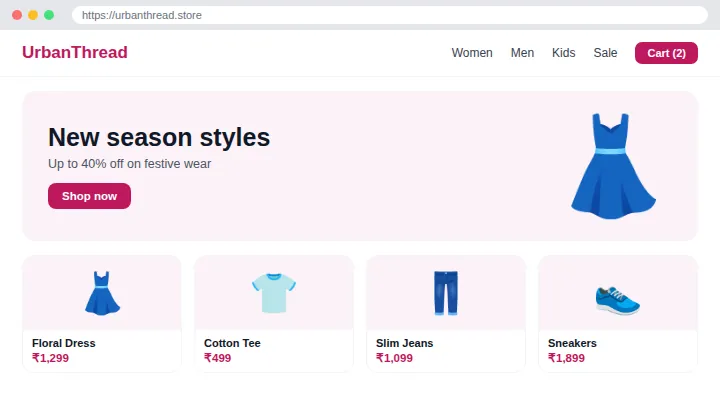 Example Fashion E-commerce Website design